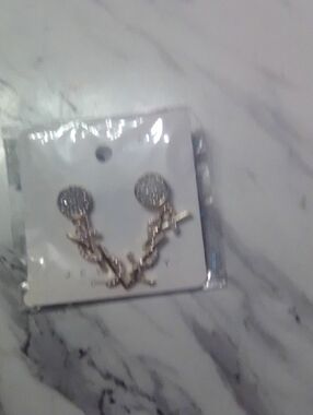 Gold and Silver Crystal Vine Drop Earrings - Women Jewelry